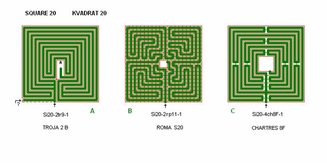 Tegning af 3 stk.  kvadrat 20