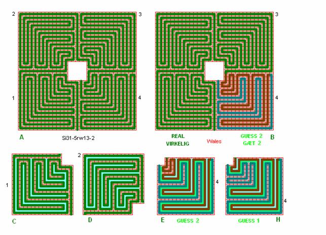 Fig. ra15: Wales, drawing 2 with estimate of the complete labyrinth of the photo fig. ra13