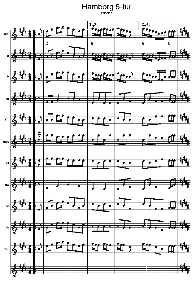 Hamborg 6-tur, music notes Bb1; CLICK TO MAIN PAGE