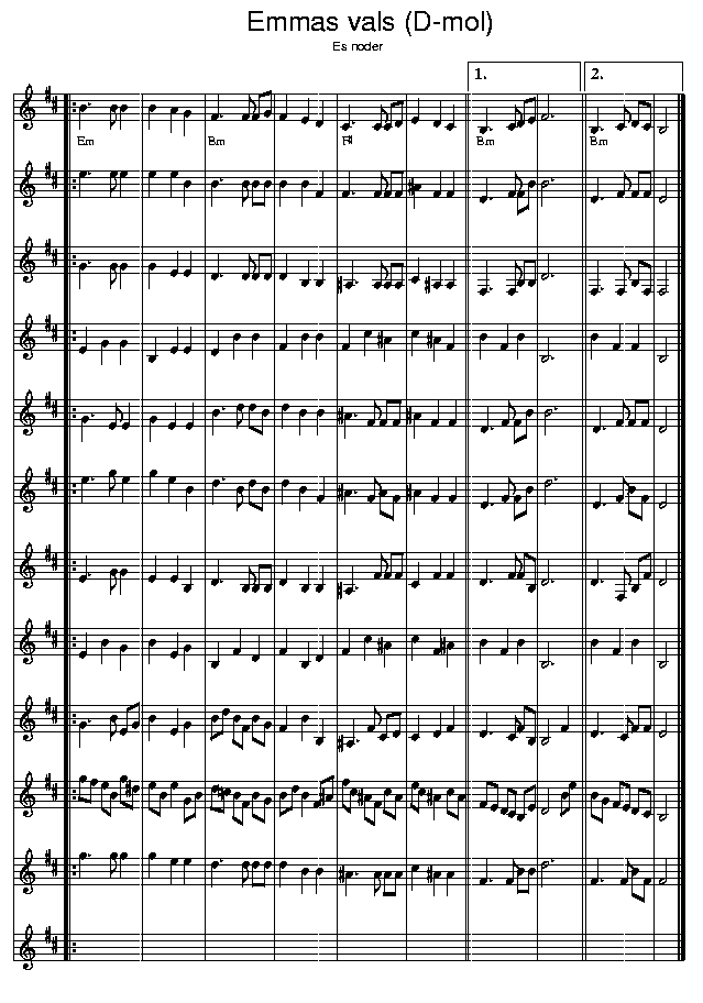 Emmas vals, music notes Eb2; CLICK TO MAIN PAGE